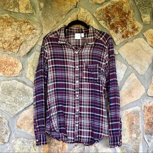 BP. Plaid Button-Down Top